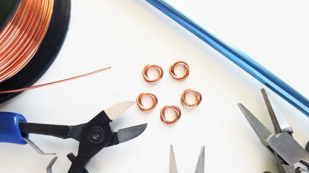 Copper Mobius Rosettes with tools and wire in background