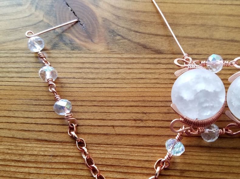 Chain Step 5 - Cut the chain to the length specified, and add three beaded connectors linked Rosary-style, as shown.