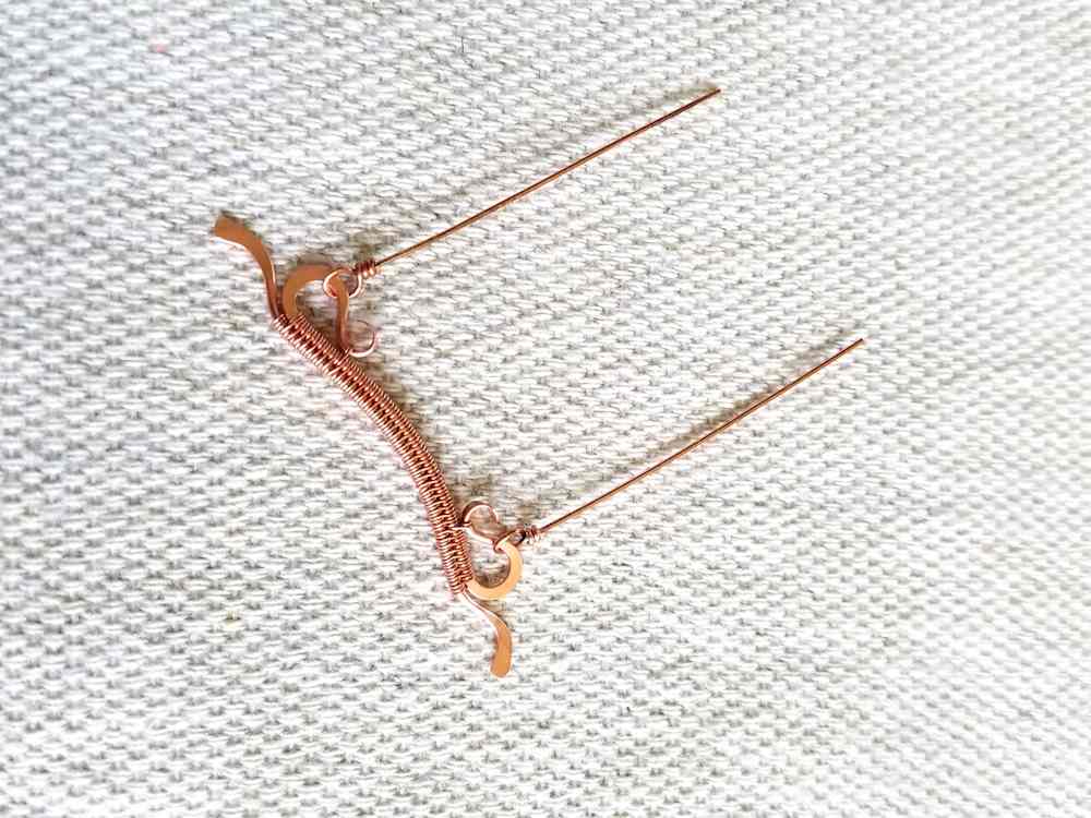 Delicate Bar Pendant, Step 16: Attach wrapped loop connectors to the large loops on either side of the pendant