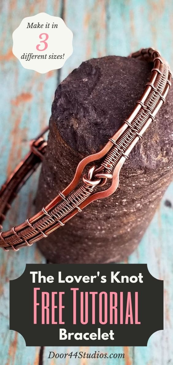 The Lover's Knot Bracelet is the second tutorial I've released in my Lover's Knot series. This bracelet is slightly more refined than the first bracelet in the series, the Lover's Knot Stacked Bangle. Learn to make this pretty little wire woven bracelet with my FREE tutorial! I've included a useful size chart that will help you quickly figure out what size you'll need to make your own bracelet for a perfect fit every time.