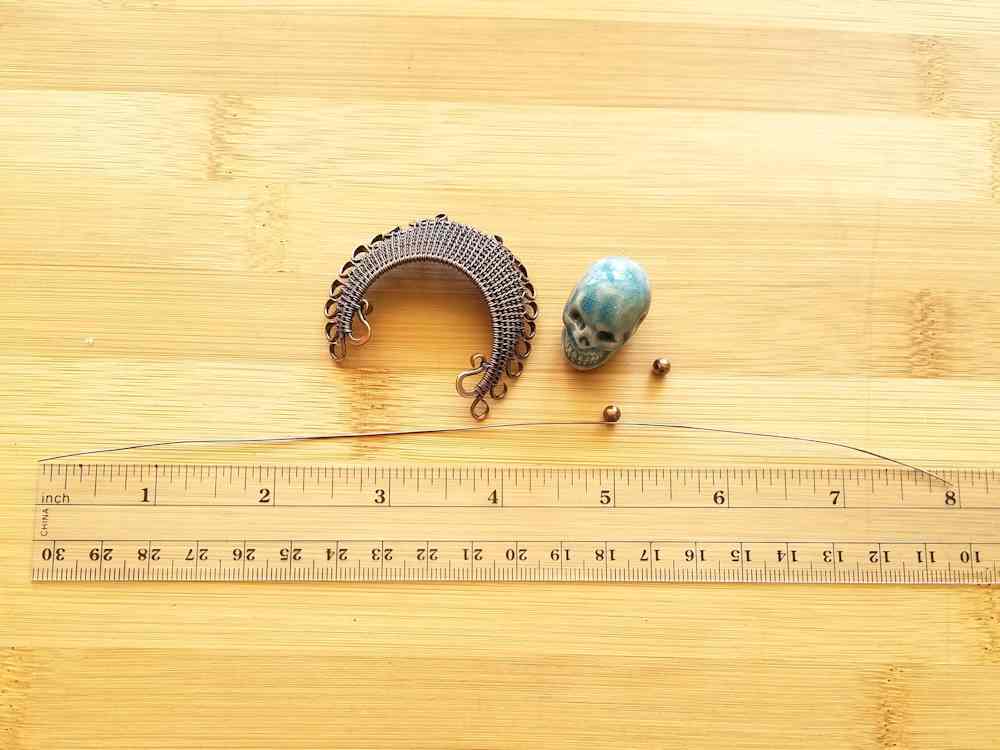 Door 44 Studios Ancestor Pendant Tutorial: Step 23, patina your wire components, if desired, and prepare to attach you focal bead