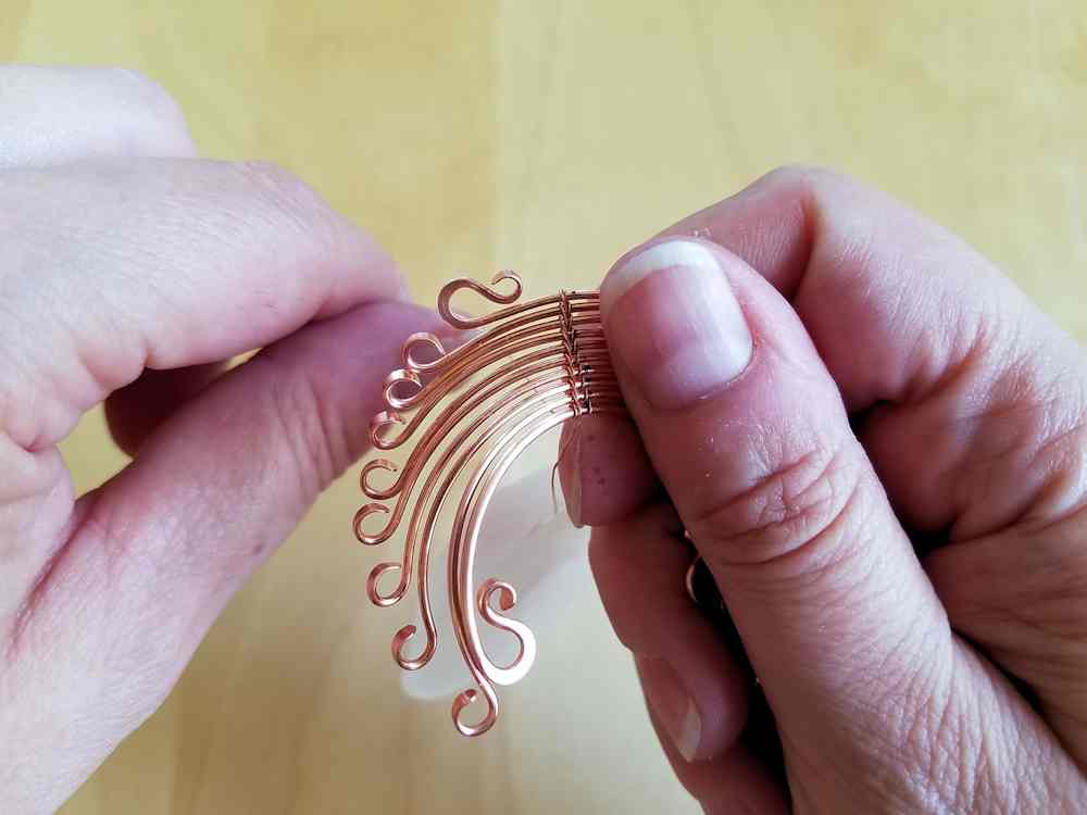 Door 44 Studios Ancestor Pendant Tutorial: Step 19, begin weaving the core wires together