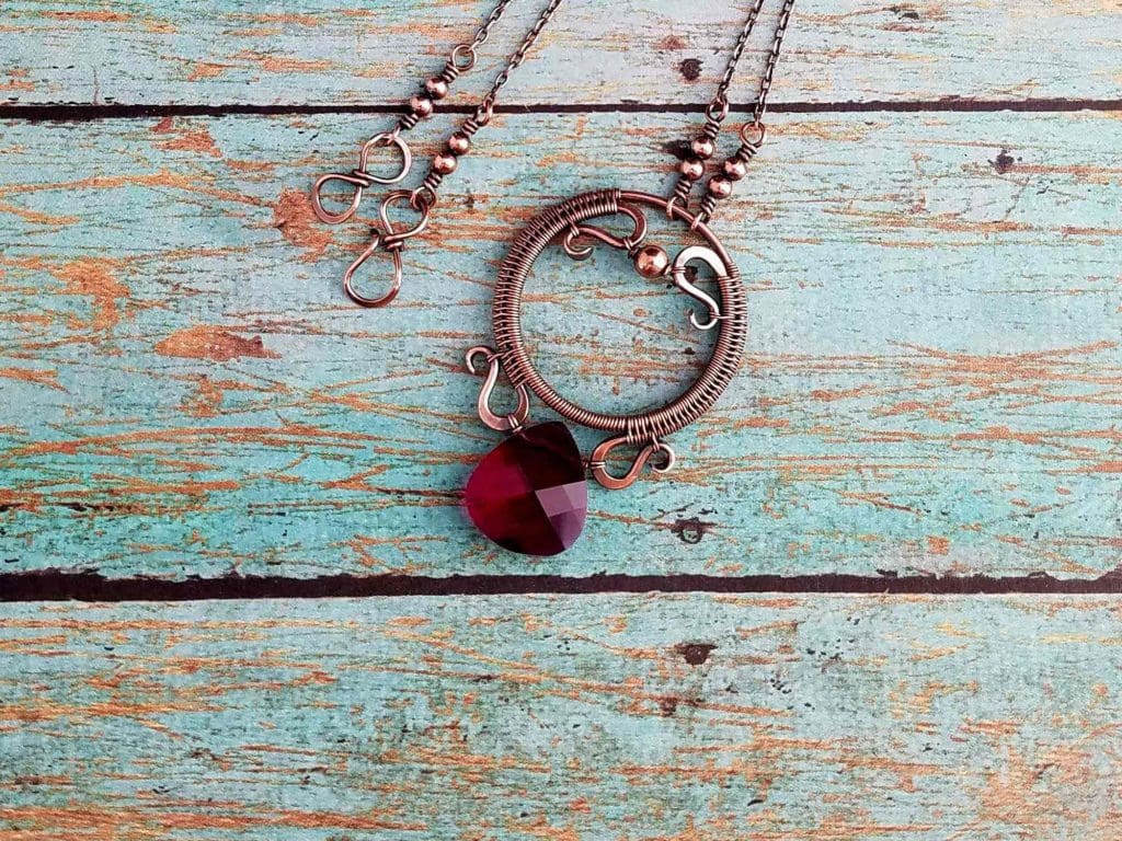 The Rosewood Pendant - A Free Wire Weaving Tutorial. Design by Wendi of Door 44 Studios