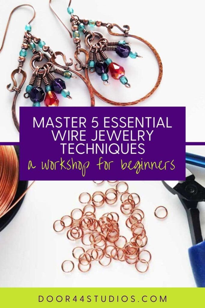 Learn 5 essential wire jewelry techniques with our free workshop for beginners where we'll make these pretty beaded chandelier earrings.